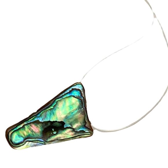 Handmade Vibrant Minimalist Abalone Shell Necklace - Picture 4 of 4
